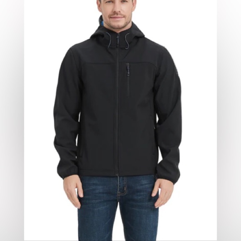 Hawke & Co Black Hooded‎ Softshell Performance Jacket Men's Small